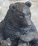 Mama Bear with Cubs Bronze Metal Sculpture Signed Art