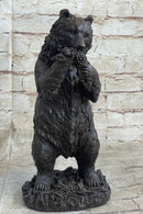Tall Hungry Bear Eating Grapes Bronze Art Deco