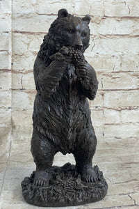 Tall Hungry Bear Eating Grapes Bronze Art Deco