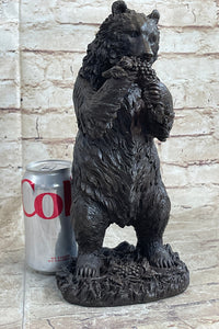Tall Hungry Bear Eating Grapes Bronze Art Deco