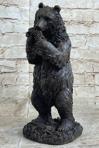 Tall Hungry Bear Eating Grapes Bronze Art Deco