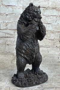 Tall Hungry Bear Eating Grapes Bronze Art Deco