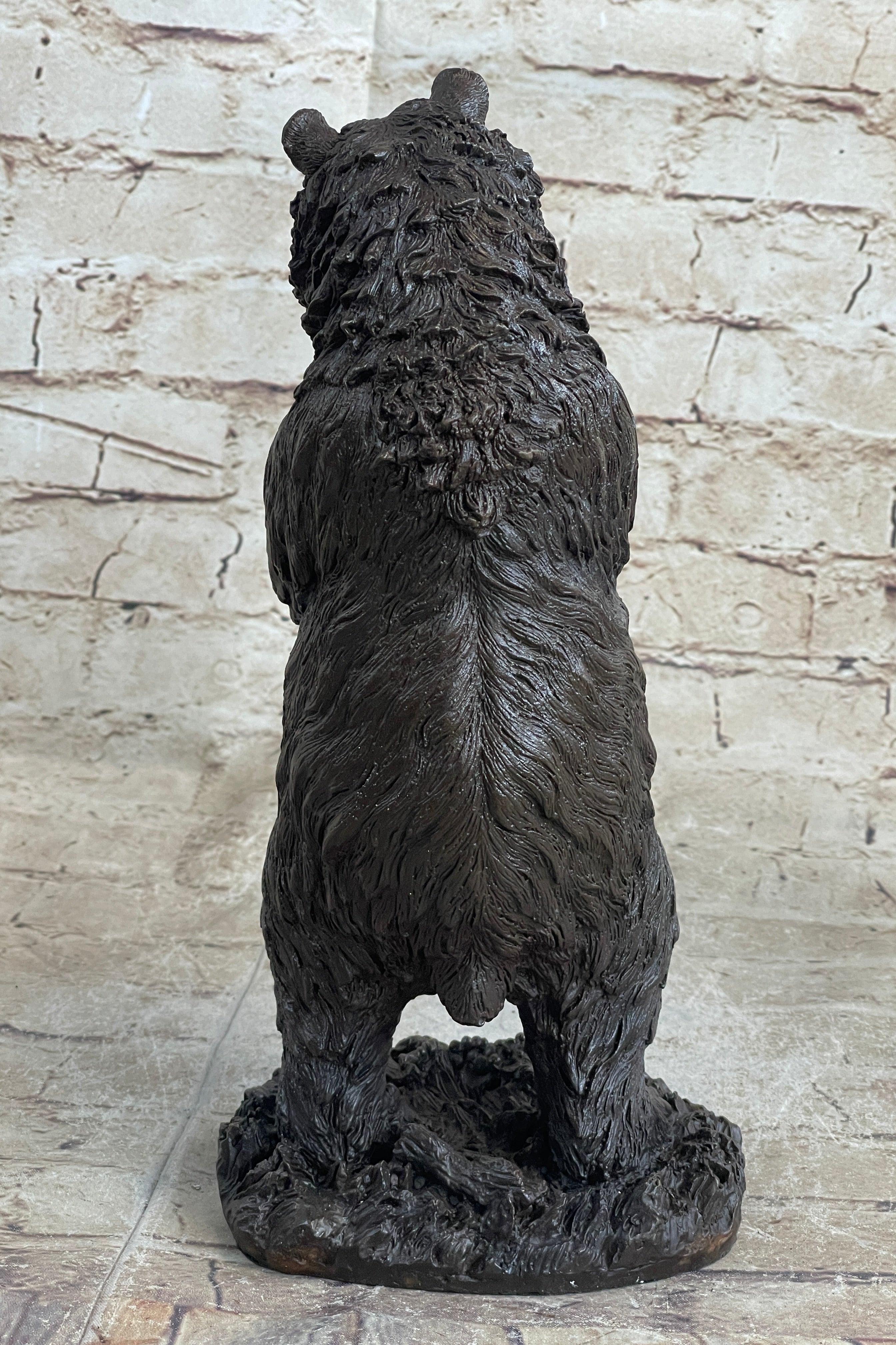 Tall Hungry Bear Eating Grapes Bronze Art Deco