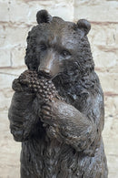 Tall Hungry Bear Eating Grapes Bronze Art Deco