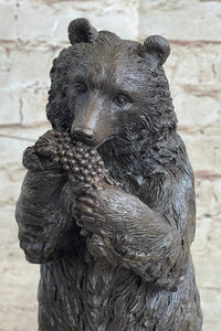 Tall Hungry Bear Eating Grapes Bronze Art Deco