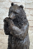 Tall Hungry Bear Eating Grapes Bronze Art Deco