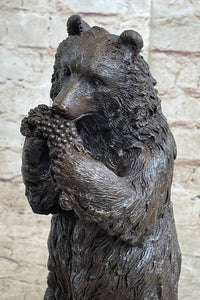 Tall Hungry Bear Eating Grapes Bronze Art Deco
