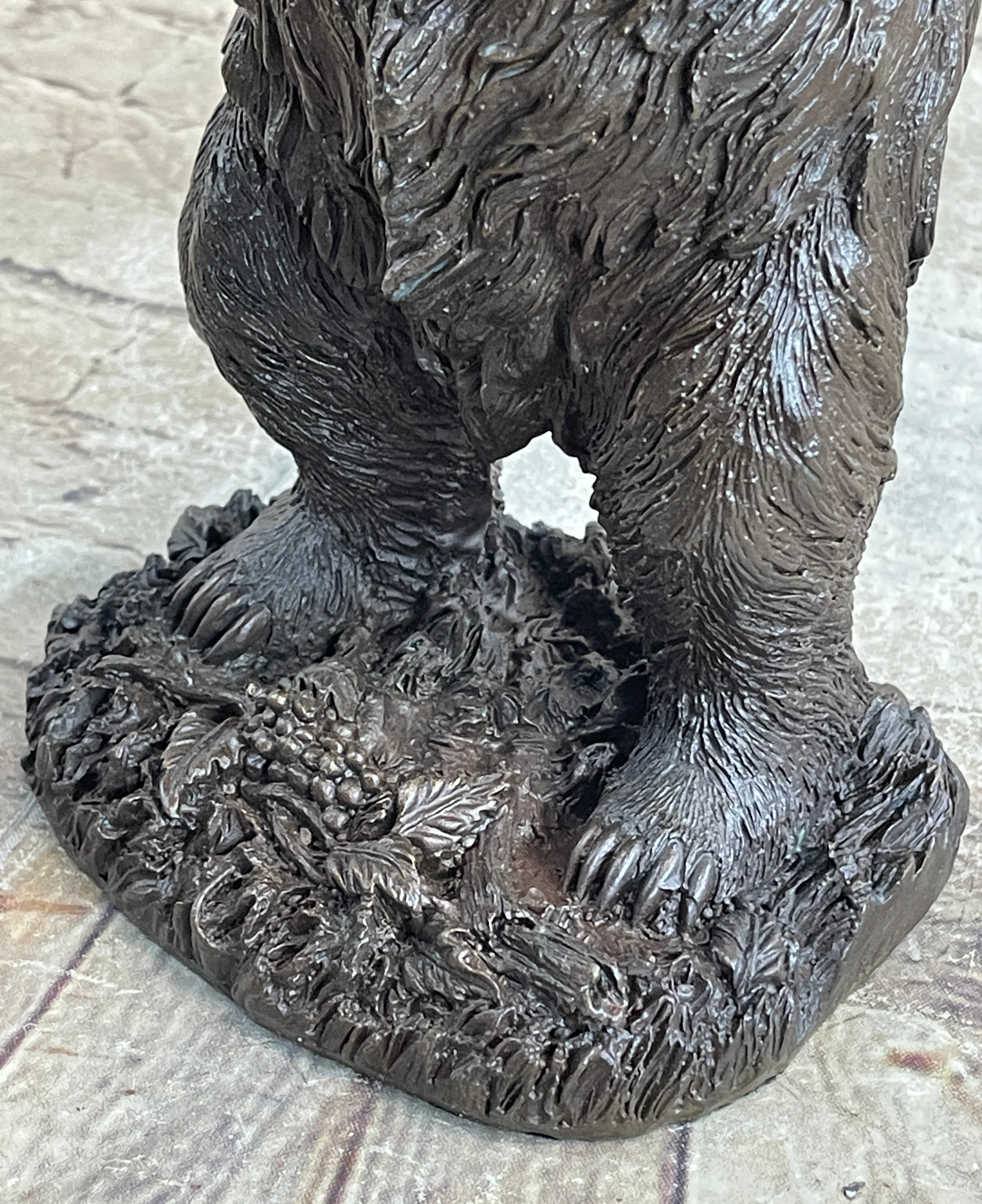 Tall Hungry Bear Eating Grapes Bronze Art Deco