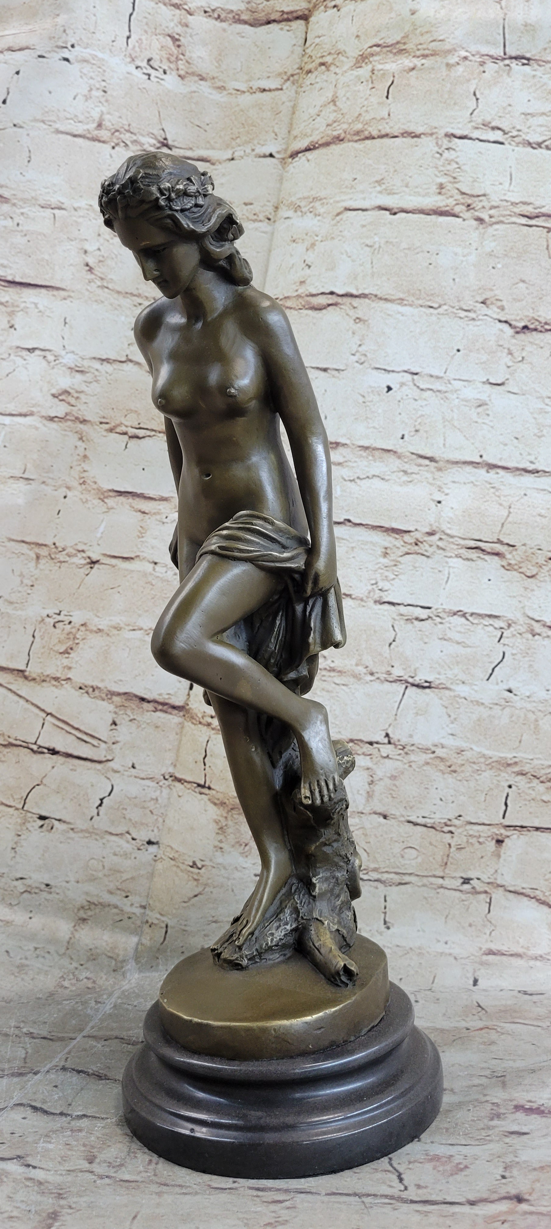 Hot Cast Bronze Nude Classical Beauty Female Goddess Nymph Figurative Art Sculpture