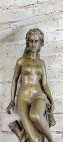 Hot Cast Bronze Nude Classical Beauty Female Goddess Nymph Figurative Art Sculpture