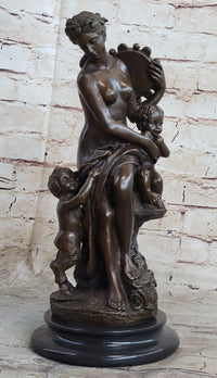 Fortuna Bronze Sculpture Nude Figure Greek Mythology 13" x 7"