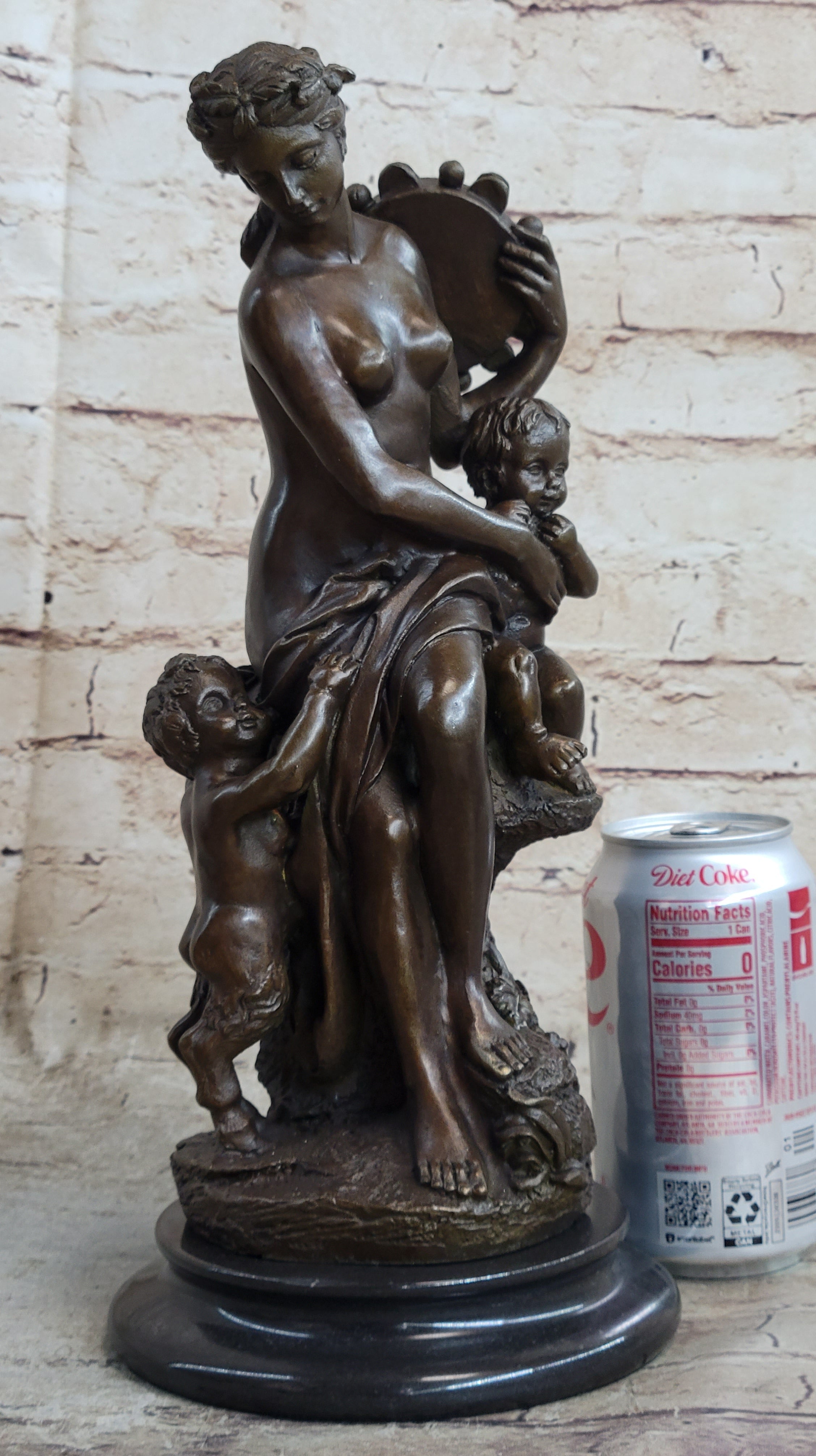 Fortuna Bronze Sculpture Nude Figure Greek Mythology 13" x 7"