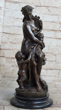 Fortuna Bronze Sculpture Nude Figure Greek Mythology 13" x 7"