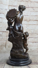 Fortuna Bronze Sculpture Nude Figure Greek Mythology 13" x 7"