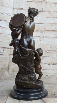 Fortuna Bronze Sculpture Nude Figure Greek Mythology 13" x 7"