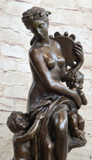 Fortuna Bronze Sculpture Nude Figure Greek Mythology 13" x 7"
