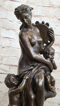 Fortuna Bronze Sculpture Nude Figure Greek Mythology 13" x 7"