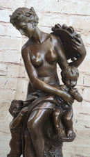 Fortuna Bronze Sculpture Nude Figure Greek Mythology 13" x 7"