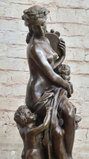 Fortuna Bronze Sculpture Nude Figure Greek Mythology 13" x 7"