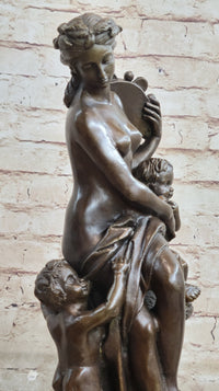 Fortuna Bronze Sculpture Nude Figure Greek Mythology 13" x 7"