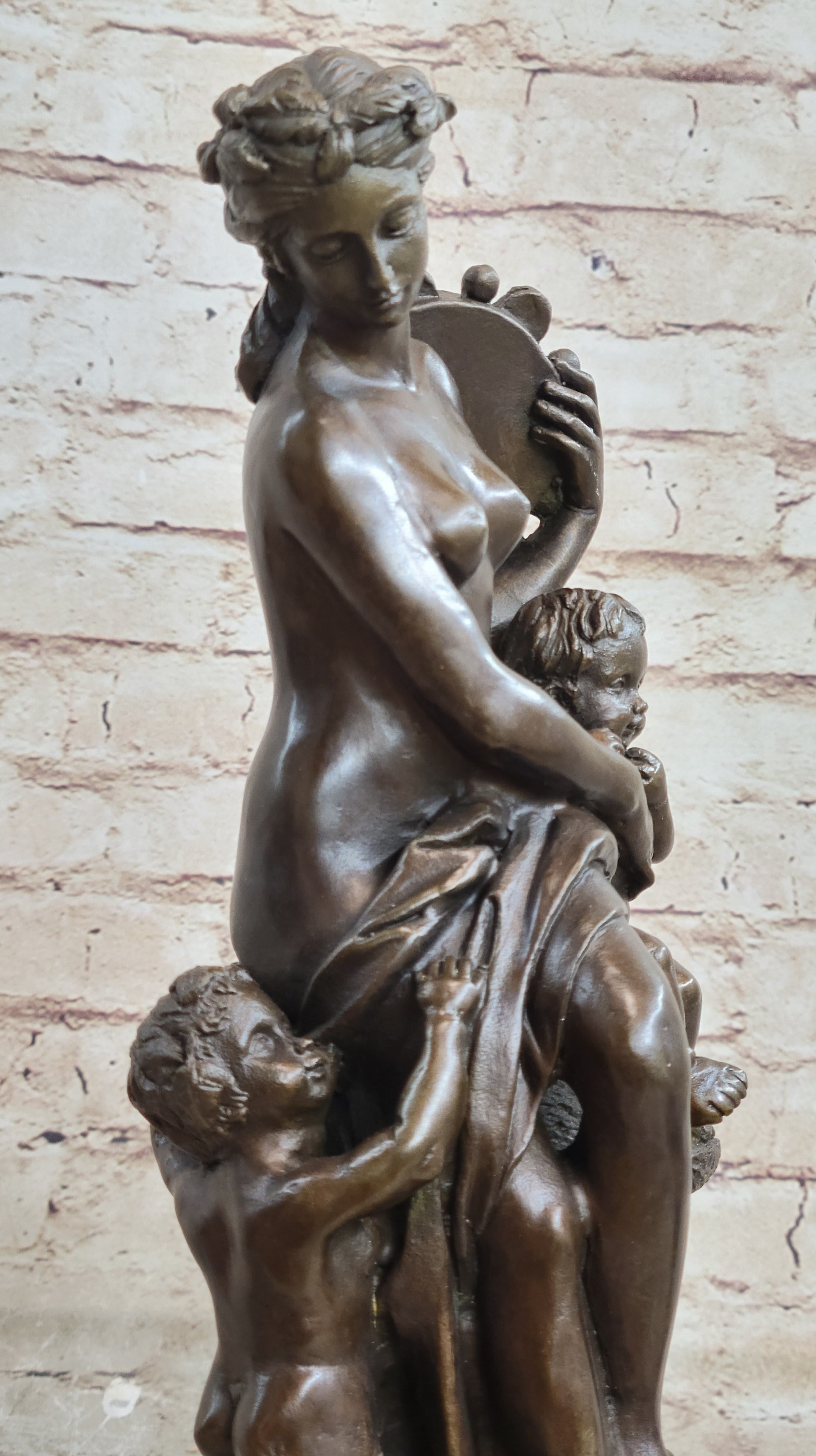 Fortuna Bronze Sculpture Nude Figure Greek Mythology 13" x 7"