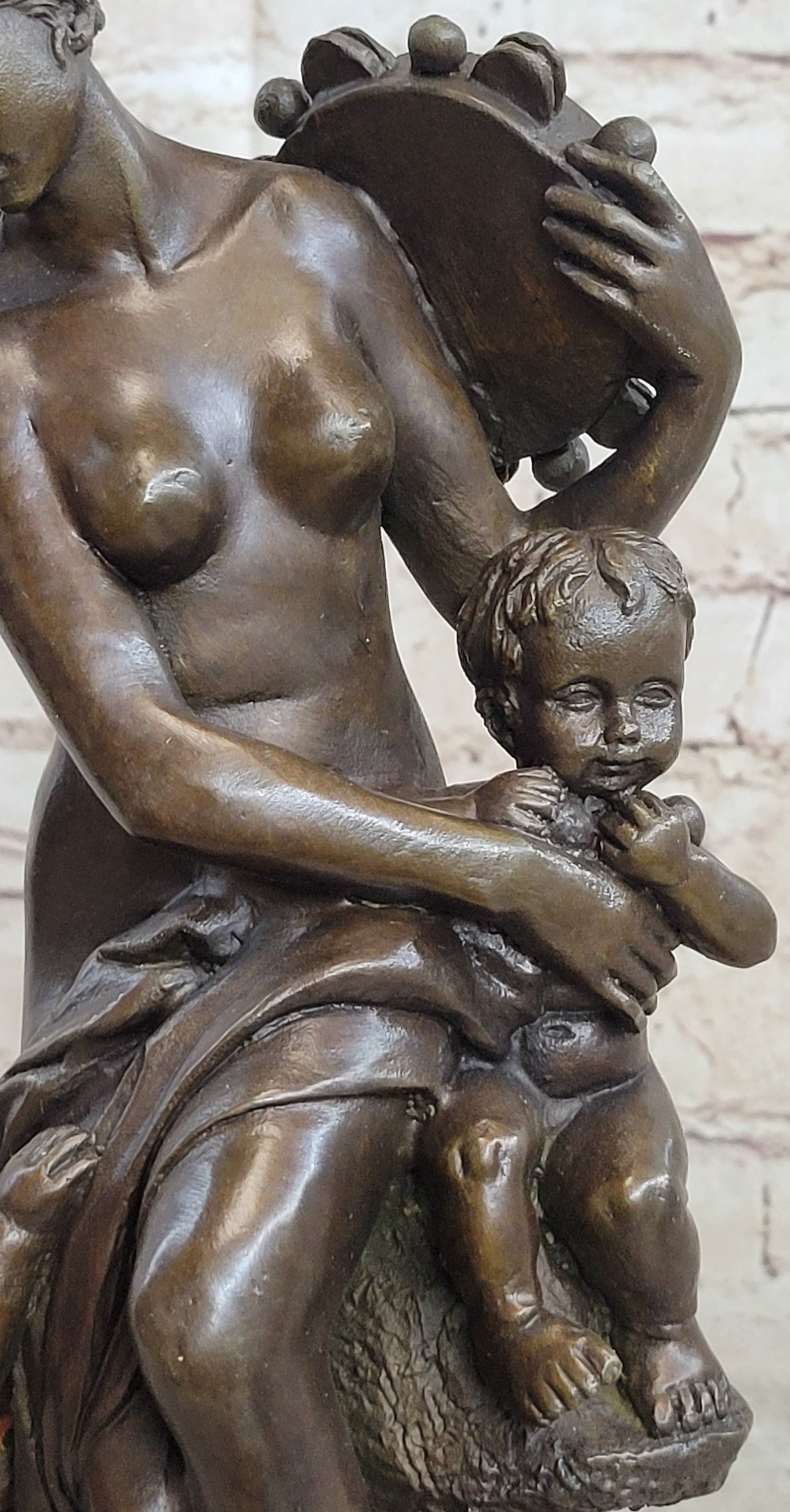 Fortuna Bronze Sculpture Nude Figure Greek Mythology 13" x 7"