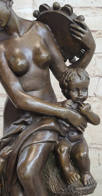 Fortuna Bronze Sculpture Nude Figure Greek Mythology 13" x 7"