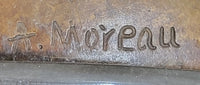 Nude Nymph Girl w/ Cherub Boy Hot Cast Bronze Sculpture on Marble Base