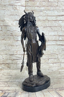 Native American Indian Warrior w/ War Bonnet Bronze by P. Manship