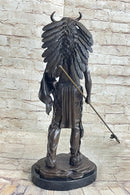Native American Indian Warrior w/ War Bonnet Bronze by P. Manship