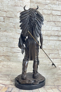 Native American Indian Warrior w/ War Bonnet Bronze by P. Manship