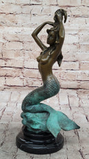 Hot Cast Bronze Sexy Mermaid Semi Nude Sculpture Figure Art
