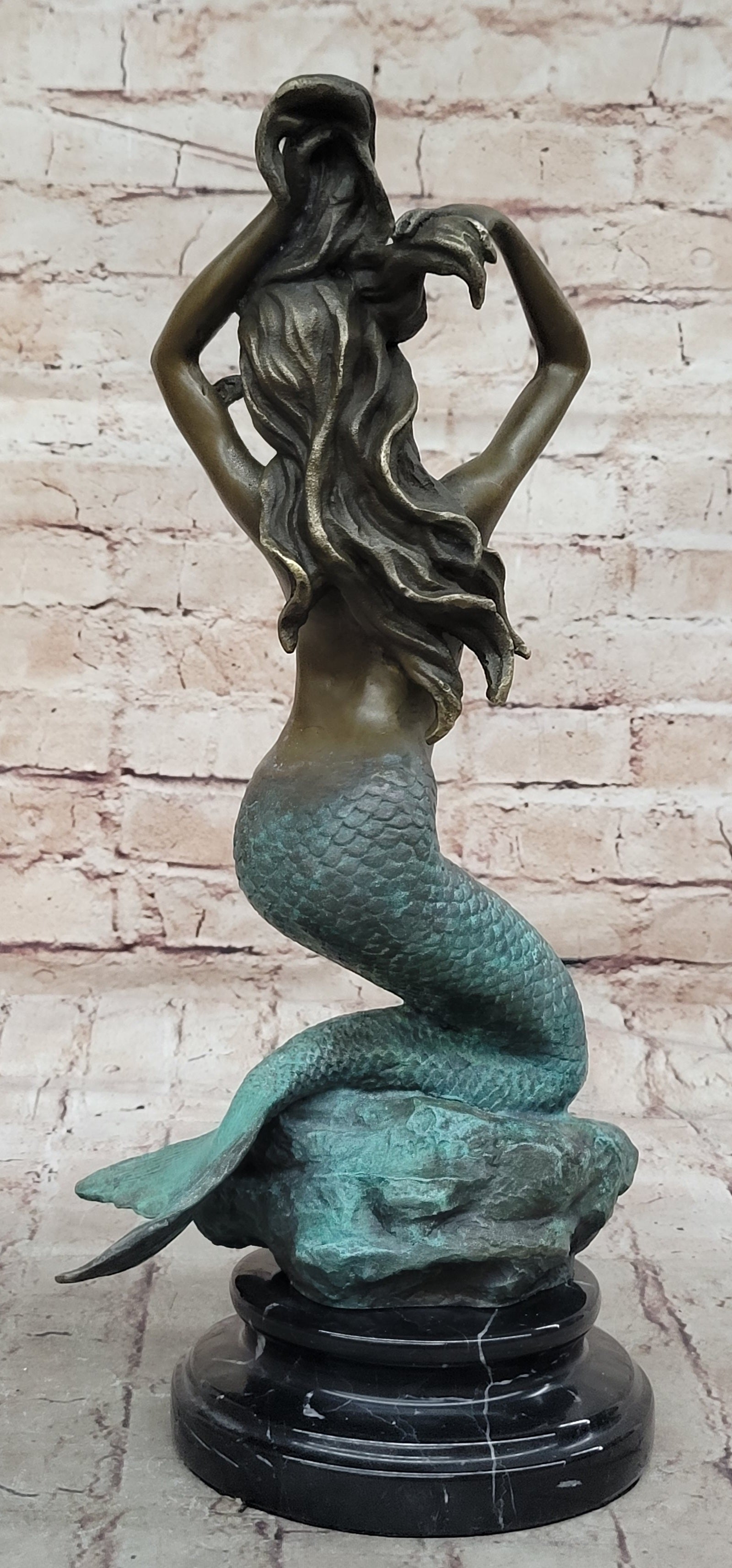 Hot Cast Bronze Sexy Mermaid Semi Nude Sculpture Figure Art