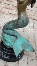 Hot Cast Bronze Sexy Mermaid Semi Nude Sculpture Figure Art