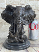 Striking Massive Elephant Head Bust with Baby Bronze Sculpture
