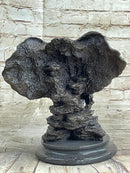 Striking Massive Elephant Head Bust with Baby Bronze Sculpture