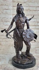 Native American Indian Warrior w/ Tomahawk - Bronze Sculpture