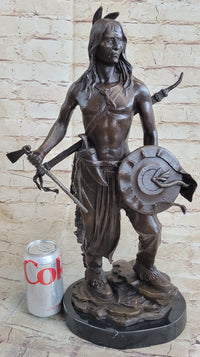 Native American Indian Warrior w/ Tomahawk - Bronze Sculpture