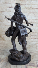 Native American Indian Warrior w/ Tomahawk - Bronze Sculpture