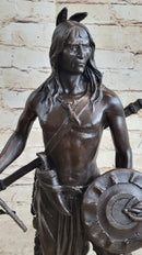 Native American Indian Warrior w/ Tomahawk - Bronze Sculpture