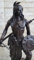 Native American Indian Warrior w/ Tomahawk - Bronze Sculpture