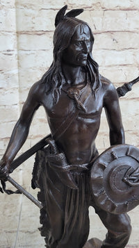 Native American Indian Warrior w/ Tomahawk - Bronze Sculpture