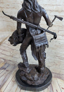 Native American Indian Warrior w/ Tomahawk - Bronze Sculpture