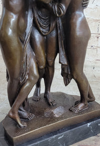 The 3 Graces Bronze Statue Sculpture by Antonio Canova of Three Nude Women on Marble Base
