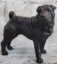 Hot Cast Bronze Shar Pei Dog Sculpture Art