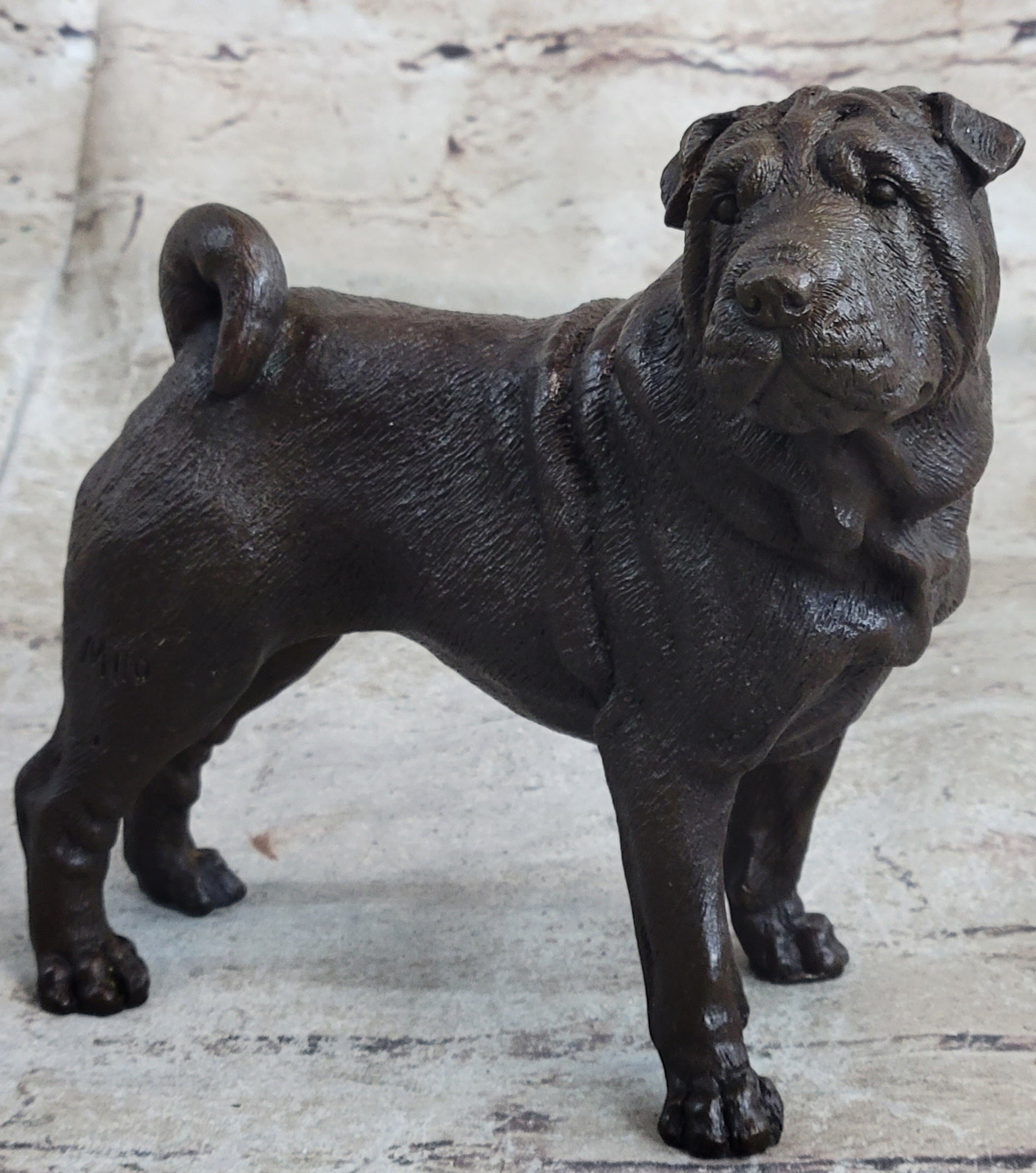 Hot Cast Bronze Shar Pei Dog Sculpture Art
