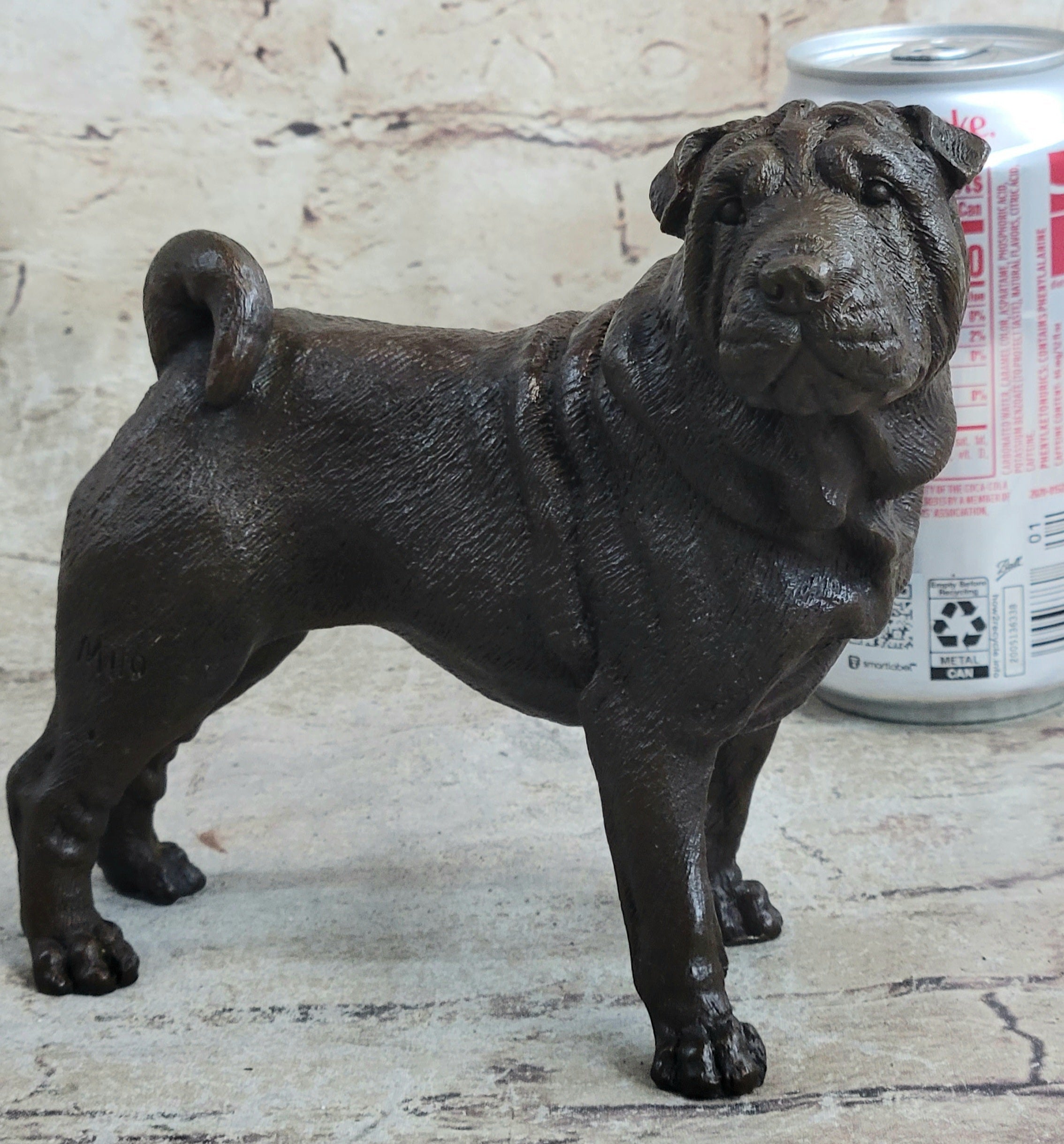 Hot Cast Bronze Shar Pei Dog Sculpture Art