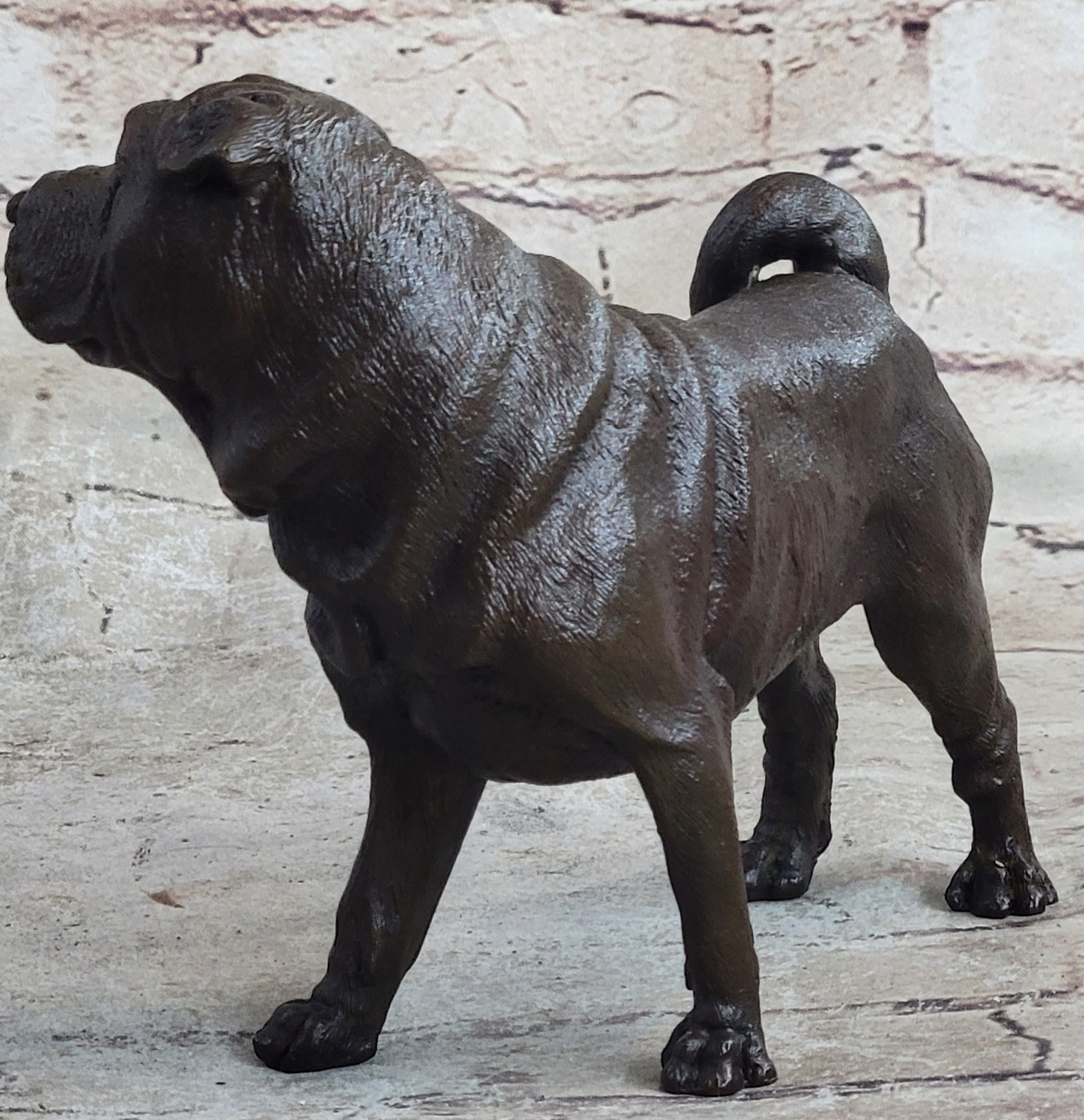 Hot Cast Bronze Shar Pei Dog Sculpture Art