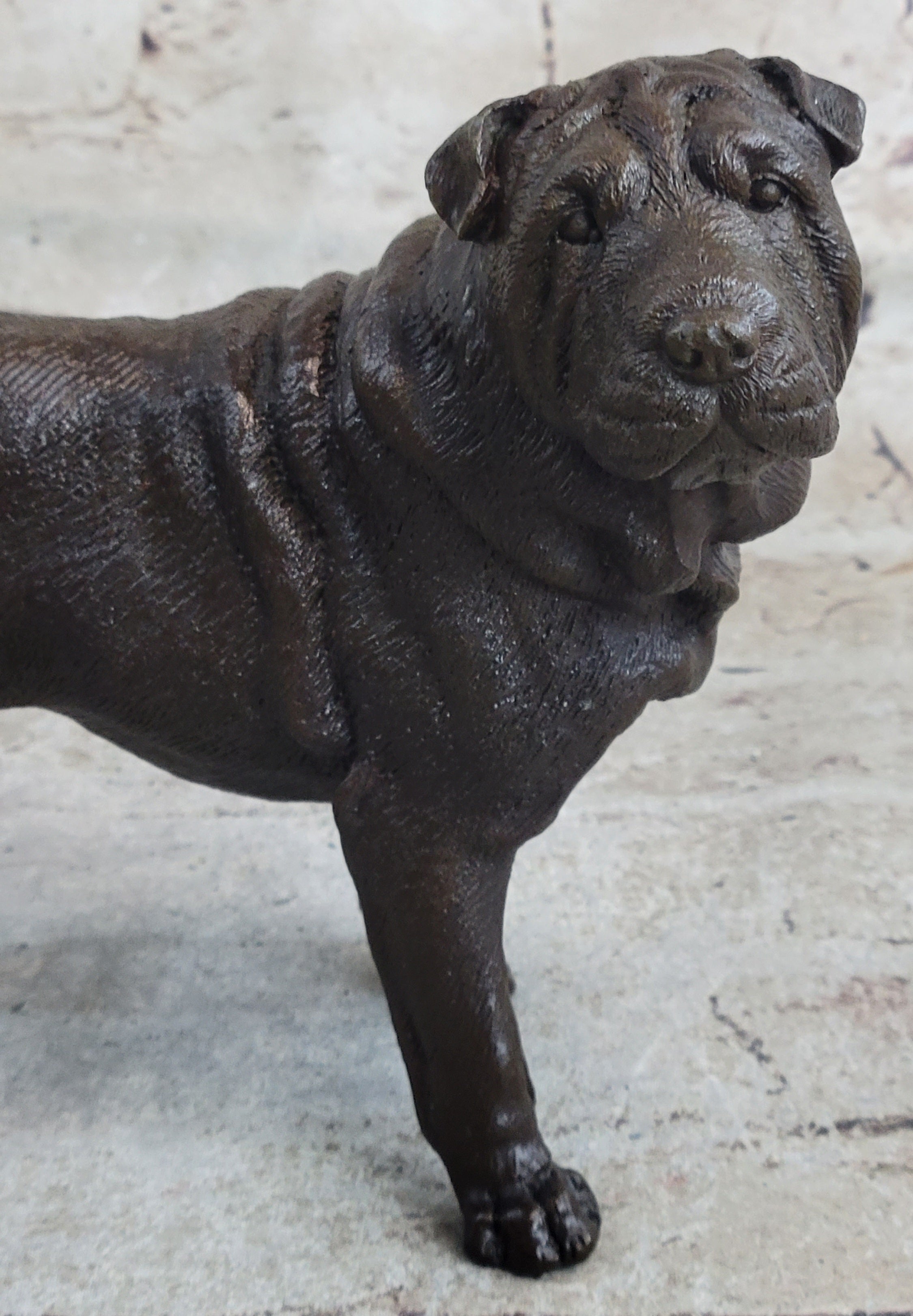 Hot Cast Bronze Shar Pei Dog Sculpture Art