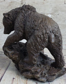 Burly Black Bear with Fish Dinner Bronze Sculpture